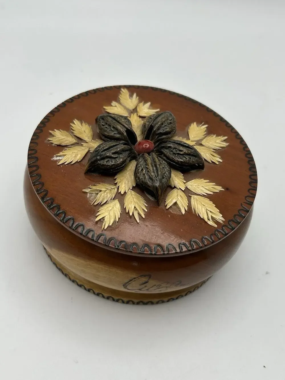 Hand Carved Wooden Bowl Vintage From Cuba